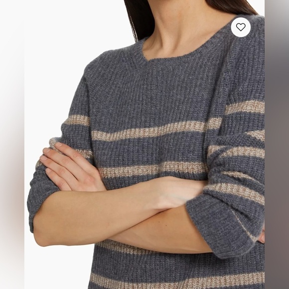 Splendid Gisela cashmere heathered charcoal stripe ribbed hems crew neck small - Picture 5 of 16
